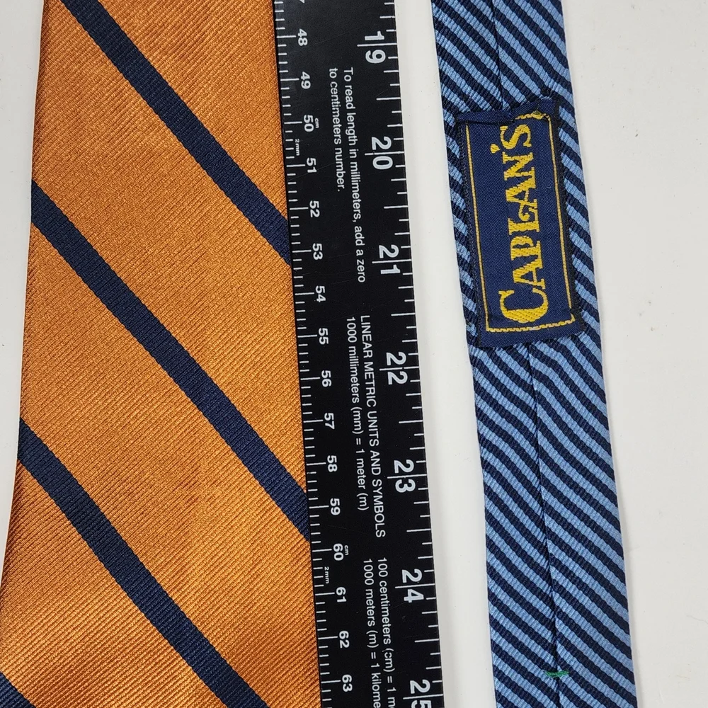 Tommy Hilfiger Striped Silk Ties in Light Blue, Black & Rust‎
